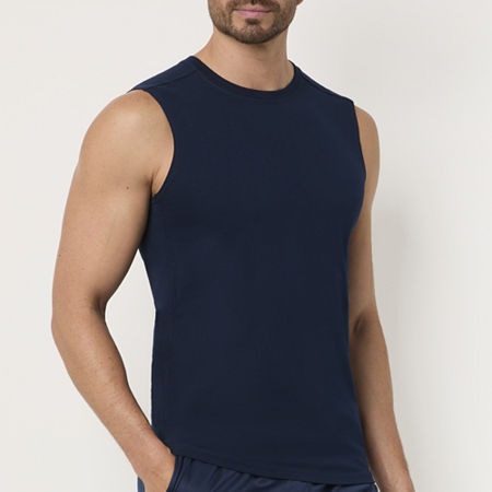 Xersion Xtreme Mens Crew Neck Sleeveless T-Shirt, Large, Blue