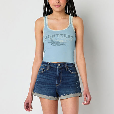 Arizona Womens Juniors Sleeveless Tank Top, Large, Blue