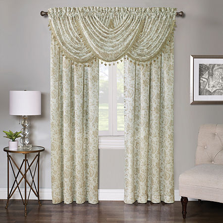 Regal Home Regency Watercolor Floral Rod Pocket Light-Filtering Single Curtain Panels, One Size, Beige