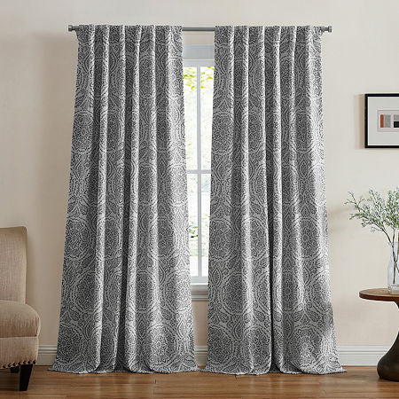 Elrene Home Fashions Giovanni Rod Pocket Back Tab Energy Saving Blackout Single Curtain Panels, One Size, Gray