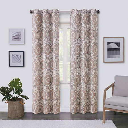 Regal Home Surfaces Medallion Grommet Top Light-Filtering Single Curtain Panels, One Size, Pink