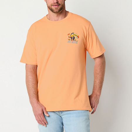 Joe Marlin Mens Crew Neck Short Sleeve Regular Fit Graphic T-Shirt, Large, Orange