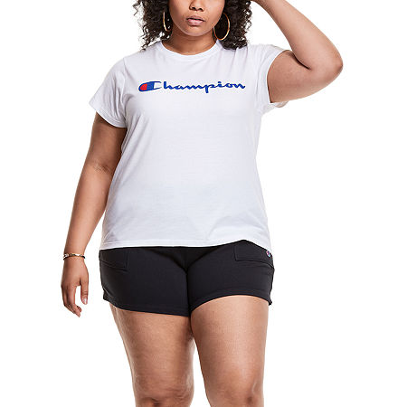 Champion Womens Plus Crew Neck Short Sleeve Active T-Shirt, 2x, White