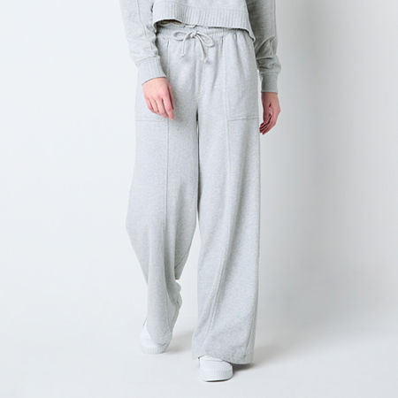 Arizona Womens Wide Leg Sweatpant-Juniors, Medium, Gray