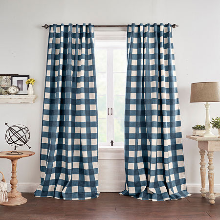 Elrene Home Fashions Grainger Rod Pocket Back Tab Energy Saving Blackout Single Curtain Panels, One Size, Blue