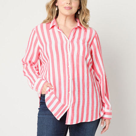 St. John's Bay Plus Womens Long Sleeve Tunic Top, 0x, Pink