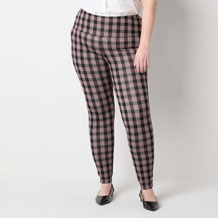 Liz Claiborne Plus Lori Ponte Womens Mid Rise 7/8 Ankle Leggings, 2x, Black