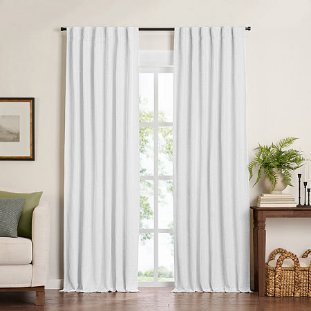 Elrene Home Fashions Harrow Rod Pocket Back Tab Blackout Single Curtain Panels, One Size, White