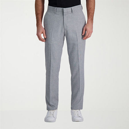 Haggar Mens Smart Wash with Repreve Mens Slim Fit Flat Front Pant, 33 30, Gray