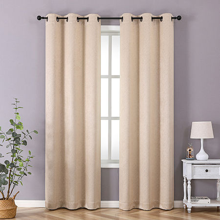 Regal Home Aviva Grommet Top Energy Saving Embossed Blackout Set of 2 Curtain Panels, One Size, Beige