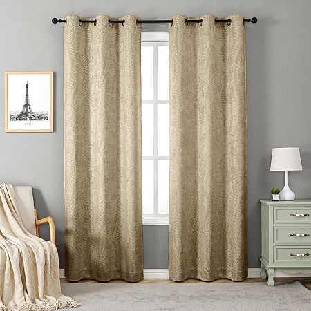 Regal Home Joelle Embossed Grommet Top Energy Saving Blackout Set of 2 Curtain Panels, One Size, Brown