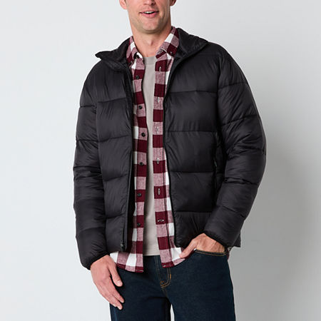 St. John's Bay Mens Water Resistant Midweight Puffer Jacket, Small, Black