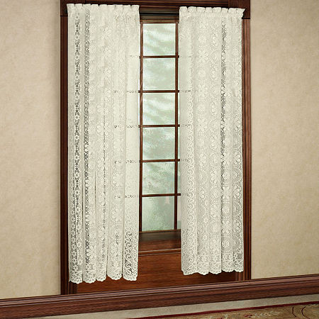 Sweet Home Collection Old World Style Floral Rod Pocket Sheer Single Curtain Panels, One Size, Beige