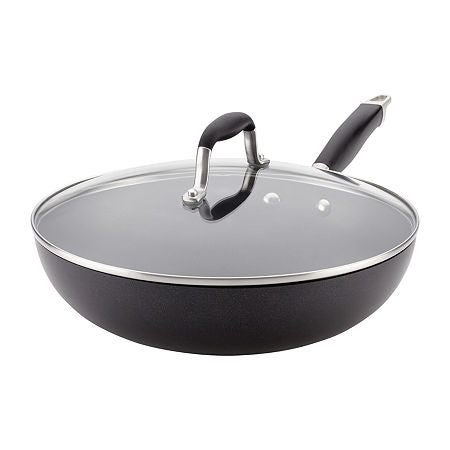 Anolon Advanced Home Hard Anodized 12" Frying Pan with Lid, One Size, Black