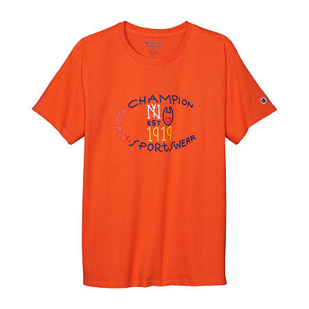 Champion Mens Crew Neck Short Sleeve T-Shirt, Small, Orange