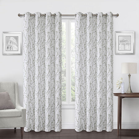 Regal Home Ayden Blossom Grommet Top Energy Saving Blackout Single Curtain Panels, One Size, Green