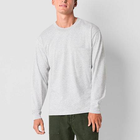 Arizona Mens Boxy Fit Long Sleeve T-Shirt, Medium, Gray