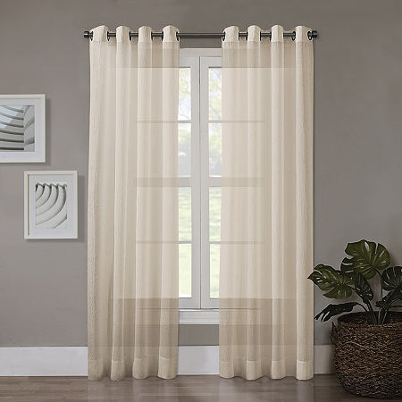Regal Home Crushed Voile Solid Grommet Top Sheer Single Curtain Panels, One Size, Brown