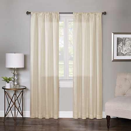 Regal Home Lombardi Solid Metallic Rod Pocket Sheer Single Curtain Panels, One Size, Beige