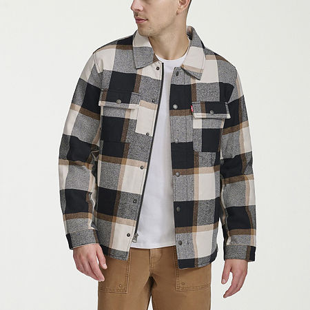 Levi's Mens Quilted Lined Flannel Shirt Jacket, Medium, Black
