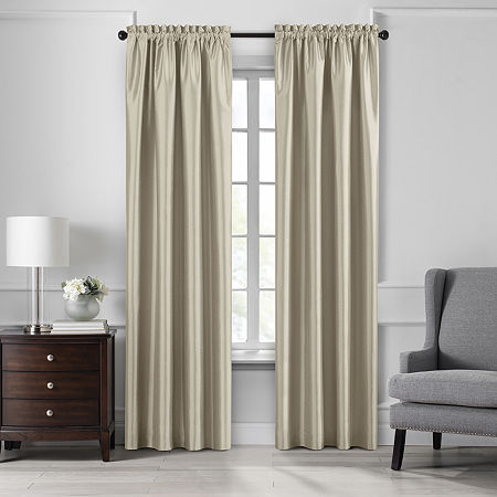 Elrene Home Fashions Colette Rod Pocket Energy Saving Blackout Single Curtain Panels, One Size, Beige