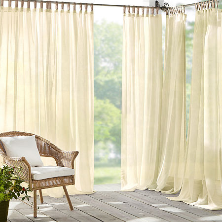 Elrene Home Fashions Darien Tab Top Sheer Single Outdoor Curtain Panels, One Size, White