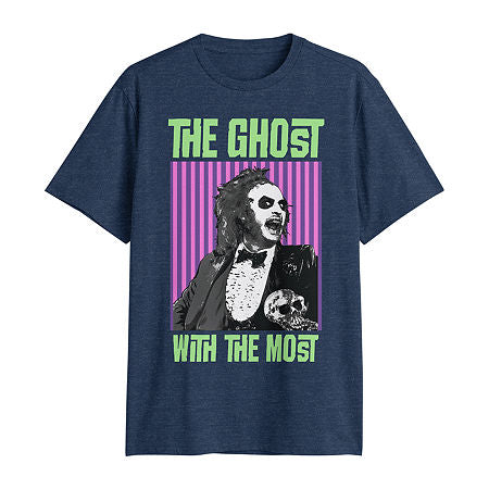 Big and Tall Mens Crew Neck Short Sleeve Regular Fit Beetlejuice Graphic T-Shirt, Large Tall, Blue