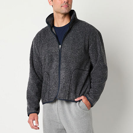 Xersion Sherpa Fleece Mens Fleece Softshell Jacket, Large, Gray