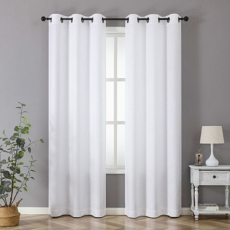 Regal Home Pascal Grommet Top Energy Saving Embossed Blackout Set of 2 Curtain Panels, One Size, White