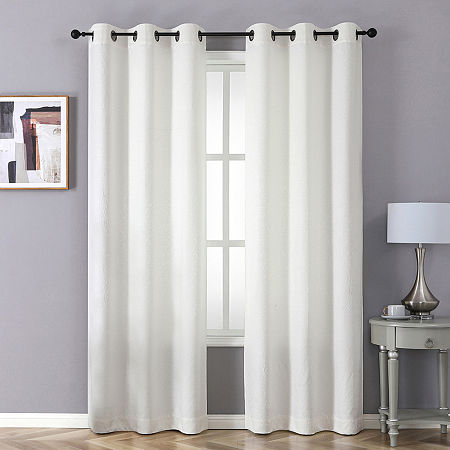 Regal Home Cordelia Grommet Top Energy Saving Embossed Blackout Set of 2 Curtain Panels, One Size, Beige