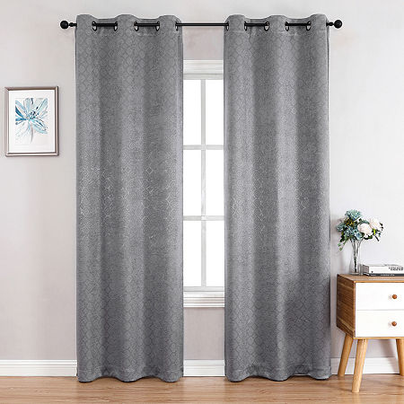 Regal Home Tobias Grommet Top Energy Saving Embossed Blackout Set of 2 Curtain Panels, One Size, Gray