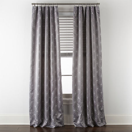 Regal Home Perth Geometric Embroidery Rod Pocket Blackout Set of 2 Curtain Panels, One Size, Gray