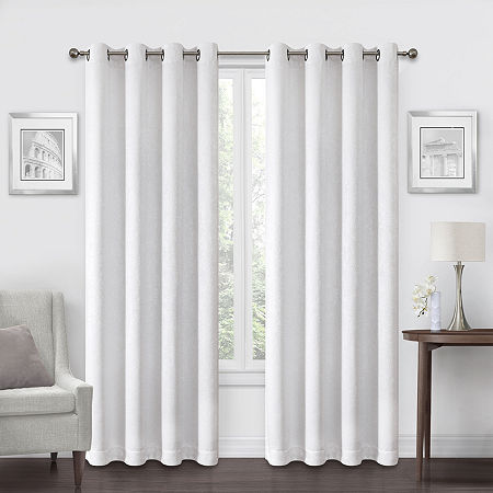 Regal Home Ayden Solid Grommet Top Energy Saving Blackout Single Curtain Panels, One Size, White