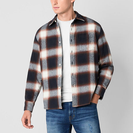 Arizona Big and Tall Mens Regular Fit Long Sleeve Flannel Shirt, 4x-large Tall, Brown
