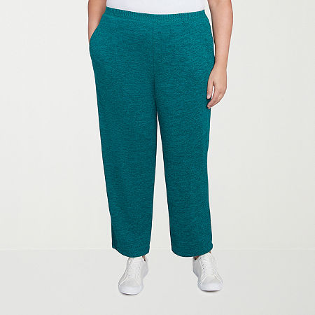 Alfred Dunner French Quarter Womens Mid Rise Straight Pull-On Pants, 2x, Green