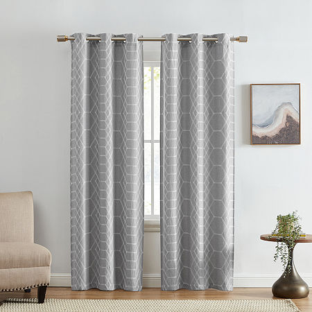 Elrene Home Fashions Kendal Grommet Top Energy Saving Blackout Set of 2 Curtain Panels, One Size, Gray