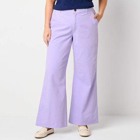 St. John's Bay-Plus Womens Regular Fit Wide Leg Trouser, 16w, Purple