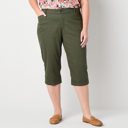 St. John's Bay Secretly Slender Womens Mid Rise Plus Capri Pant, 26w, Green