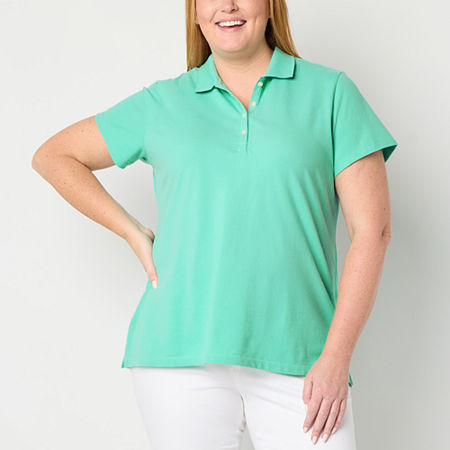 St. John's Bay Plus Womens Short Sleeve Polo Shirt, 0x, Green