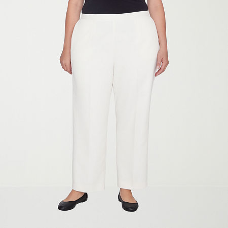 Alfred Dunner Copenhagen Womens Comfort Waistband Straight Corduroy Pant, 18w Short, White