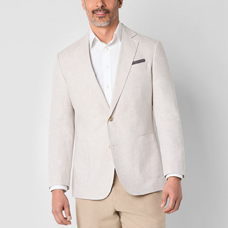 Stafford Men's Linen Cotton Classic Fit Sport Coat, 40 Short, Beige