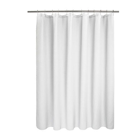 Awesome Home Spa Cotton Blend Waffle Shower Curtain, One Size, White