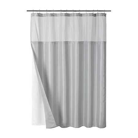 Awesome Home Waterproof Poly Snap In Liner Shower Curtain Sets, One Size, Gray