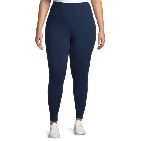St. John's Bay Plus Secretly Slender Womens Mid Rise Full Length Leggings, 0x, Blue