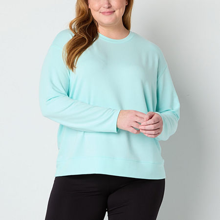 Xersion Womens Soft French Terry Crew Neck Long Sleeve Sweatshirt Plus, 0x, Blue
