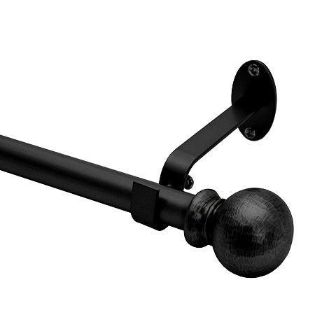 Elrene Home Fashions Farmhouse Ball 3/4 IN Adjustable Curtain Rod, One Size, Black