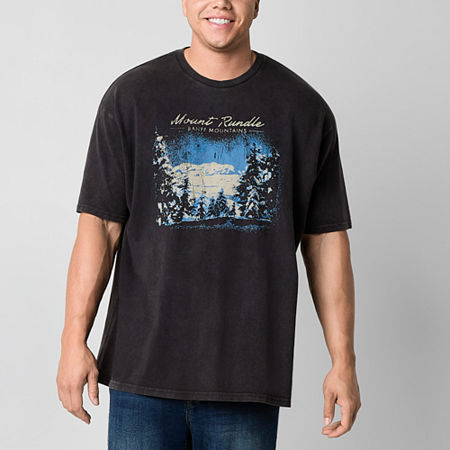 Arizona Big and Tall Mens Crew Neck Short Sleeve Classic Fit Graphic T-Shirt, 2x-large Tall, Black