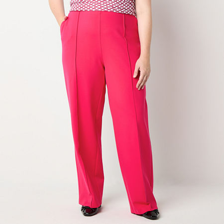 Liz Claiborne-Plus Womens Mid Rise Wide Leg Pull-On Pants, 2x, Pink
