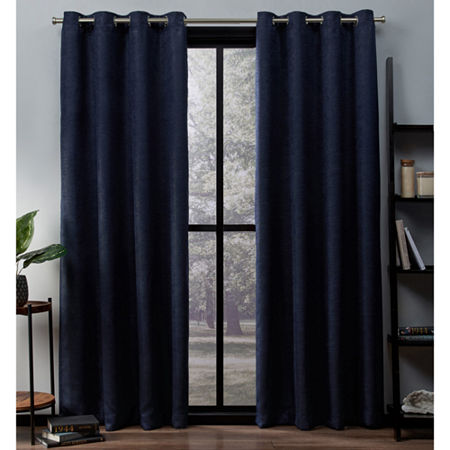 Exclusive Home Curtains Oxford Grommet Top Energy Saving Blackout Set of 2 Curtain Panels, One Size, Blue