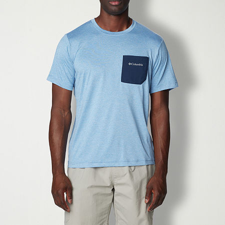 Columbia Mens Crew Neck Short Sleeve Moisture Wicking Pocket T-Shirt, X-large, Blue